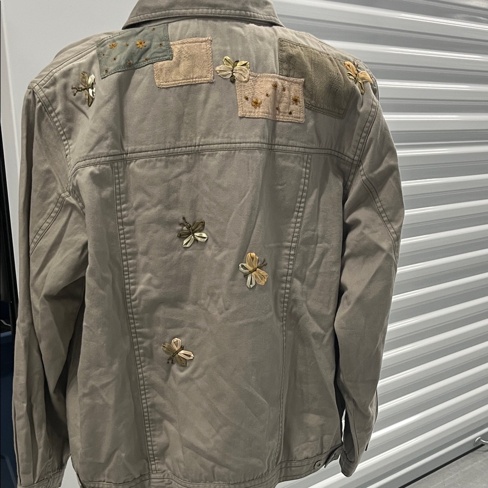 Beige Jacket with Butterfly Embellishments